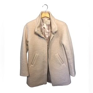 Loft Cream Long Wool Blend Funnel Neck Pea Coat Small